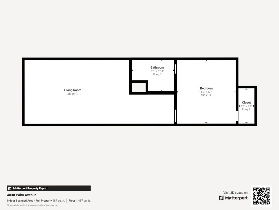 Floor Plan - 1 Bed 1 Bath