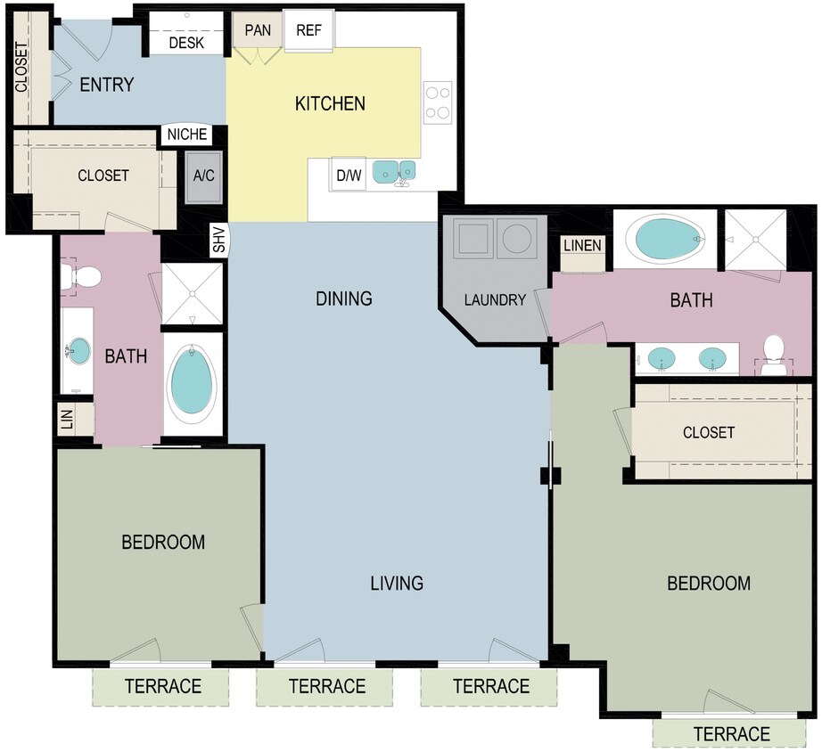 2C floor plan Broadstone Miracle Mile - 2C