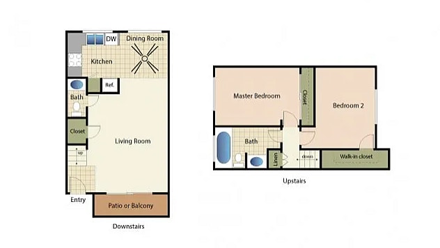 2 Bedroom Floor Plan - 2x1.5 L