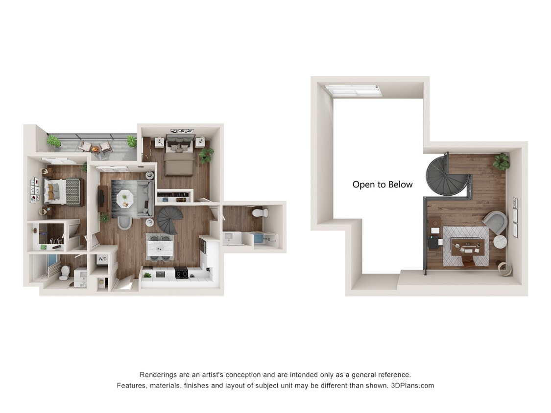 Floor Plan - 2 Bed 2 Bath - 1191 sqft