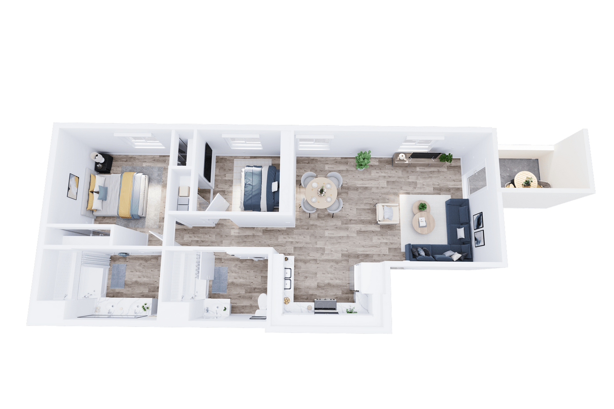 Floor Plan - Plan 2B - 2 Bedroom, 2 Bath