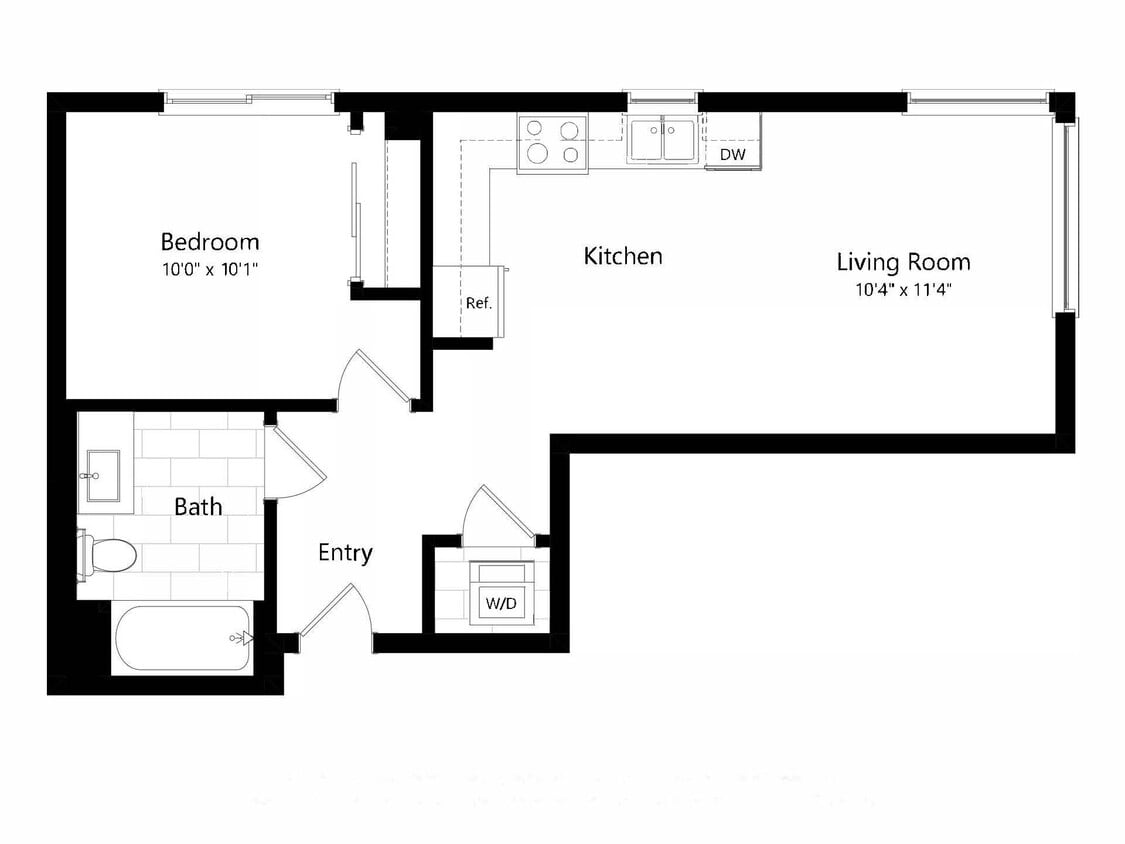 Floor Plan - 1D (1 bedroom)