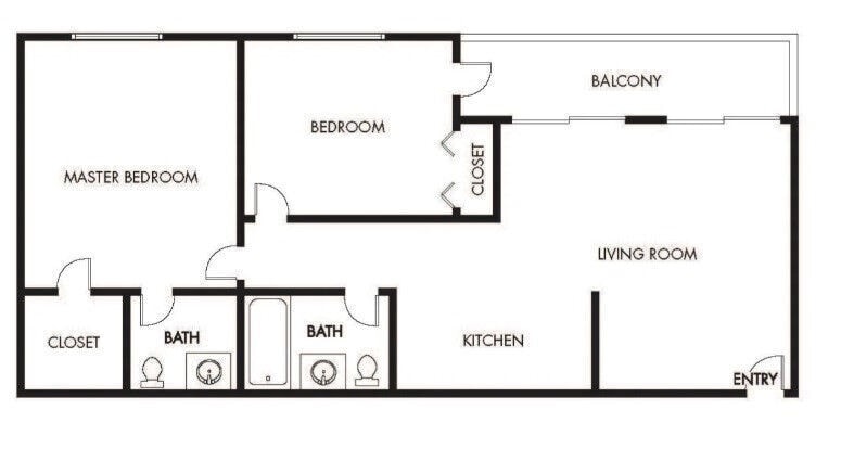 Floor Plan - 2 Bed, 1.5 Bath A