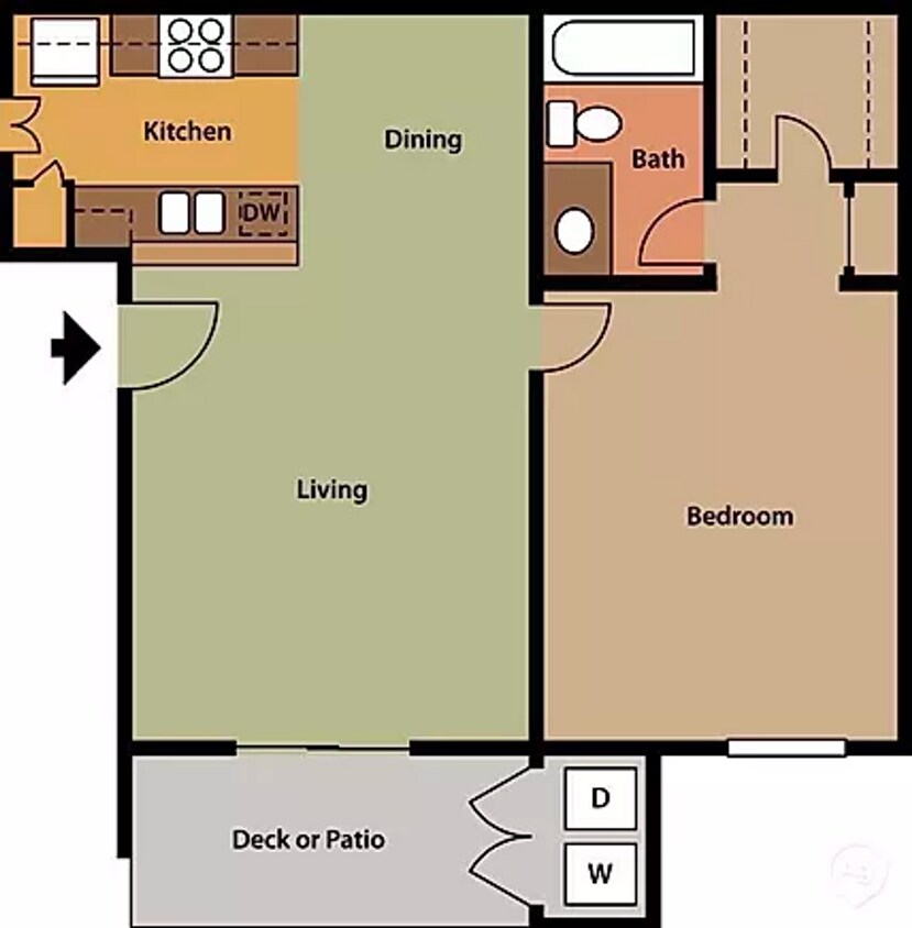 Floor Plan - 1 BR 1 BA Garage