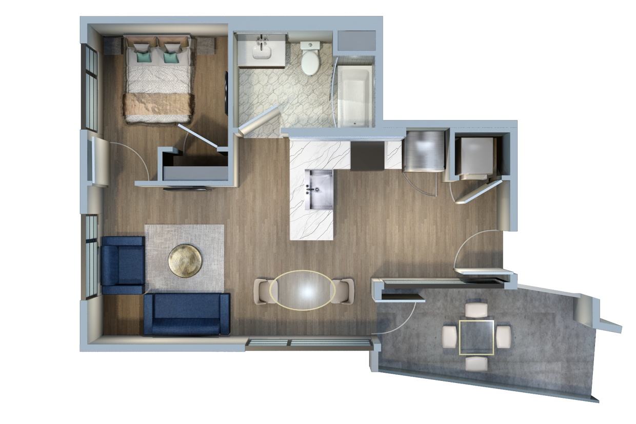 Floor Plan - 1 Bed/1 Bath-1R