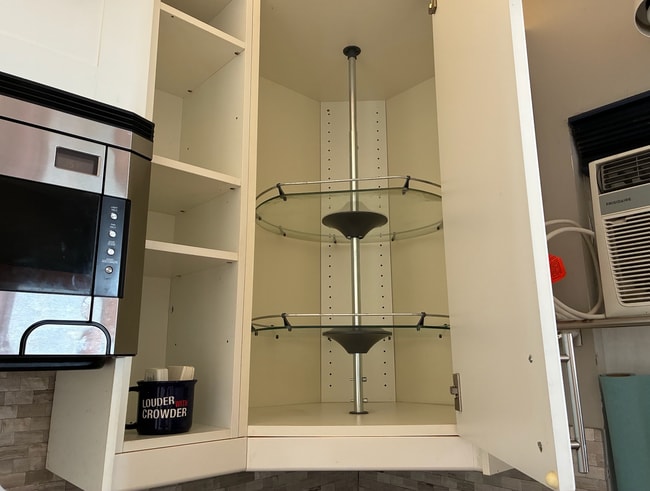 Cabinets with handy organizer components. - 3580 Colonial Ave Unit Guesthouse /Studio for rent