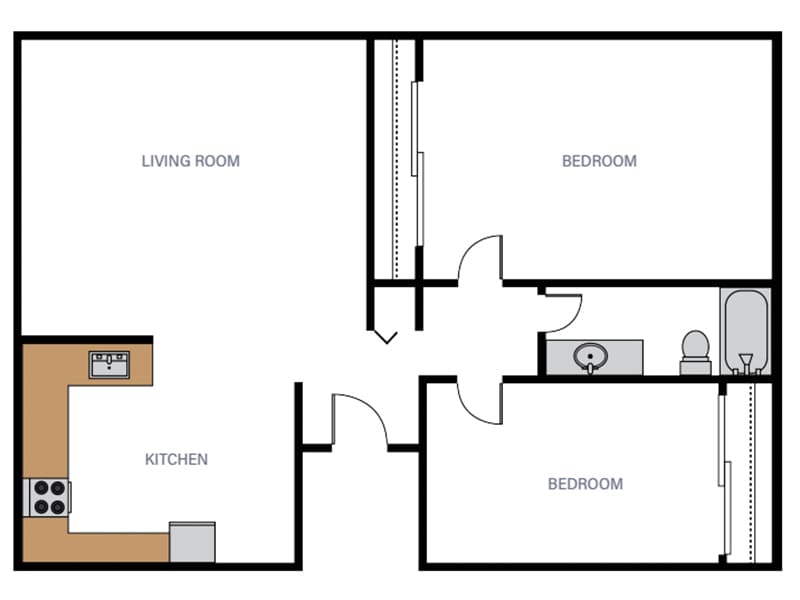 Floor Plan - 2 Bedroom 1 Bathroom R
