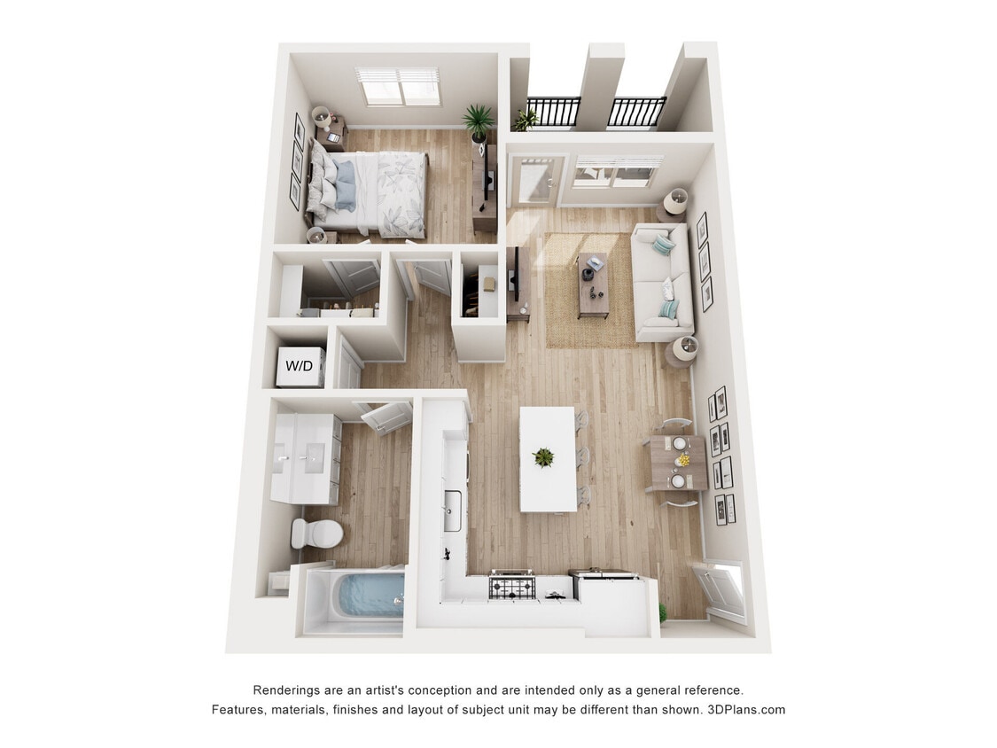 Floor Plan - 1 BD, 1 BTH A1