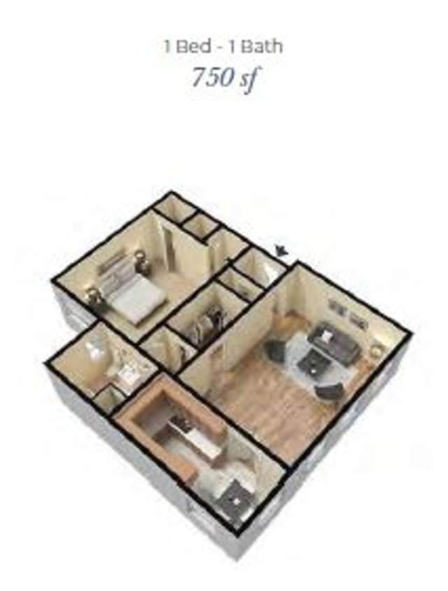 Floor Plan - GET ONE MONTH FREE ON THIS SPACIOUS 1 BEDROOM A...