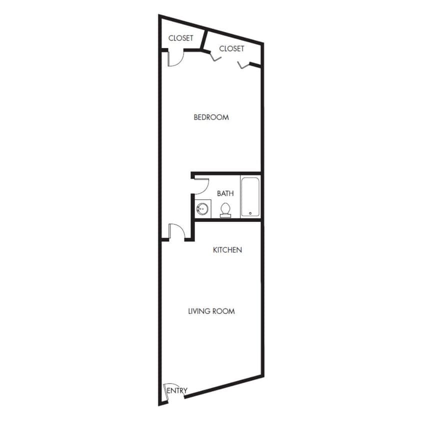 Floor Plan - 1 Bed, 1 Bath D