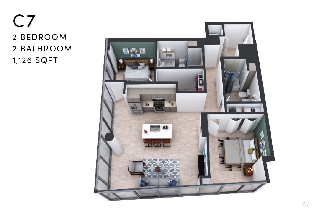 Floor Plan - C7 2 Bedroom