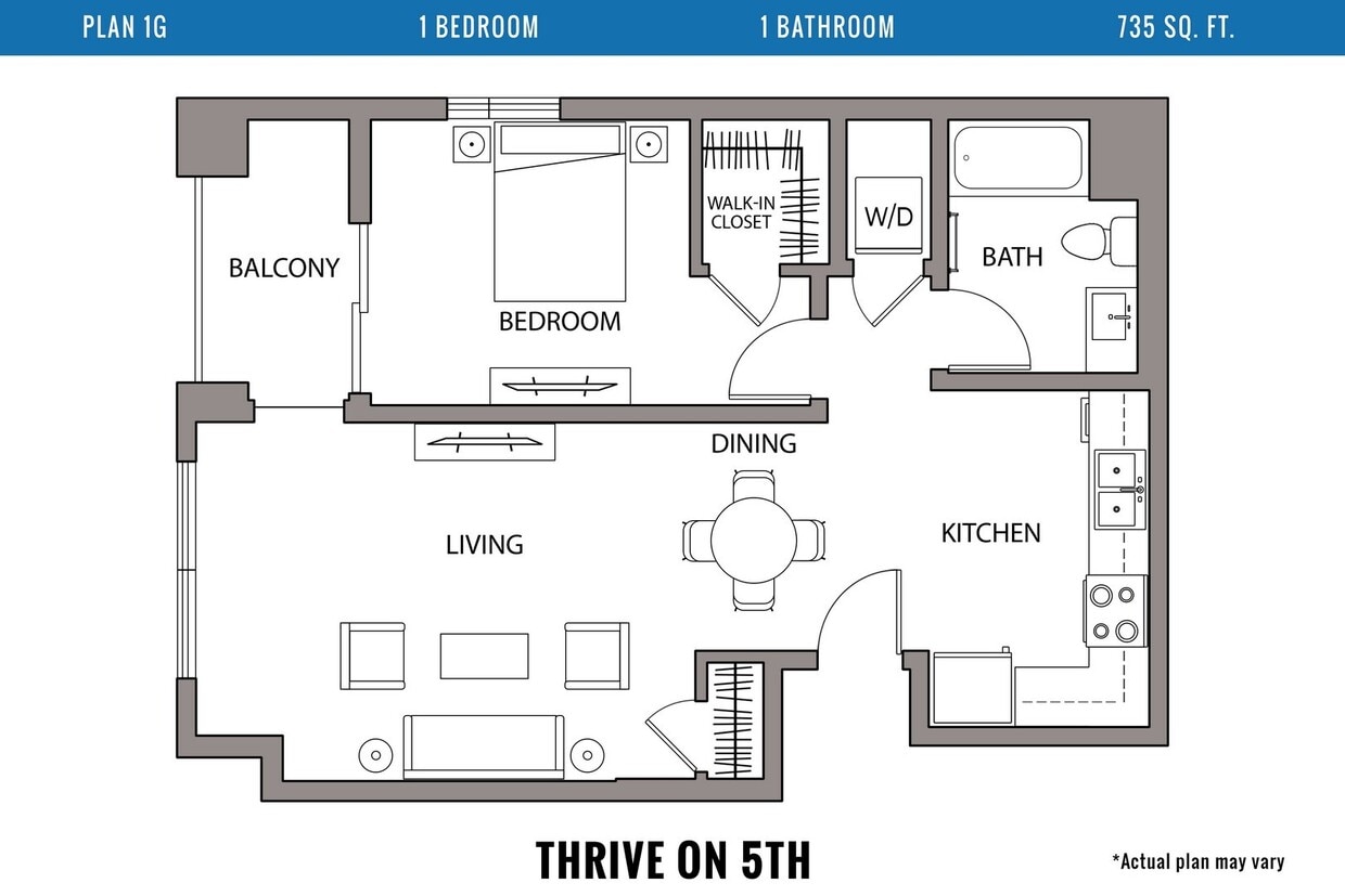 Floor Plan - 1 Bedroom, 1 Bath G