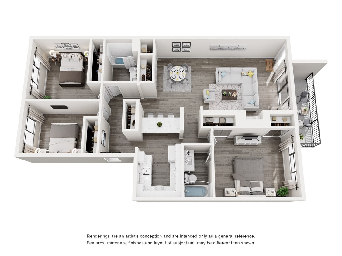 Floor Plan - 3BD, 2BTH