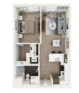 Floor Plan - 1 Bed 1 Bath - 731 sqft