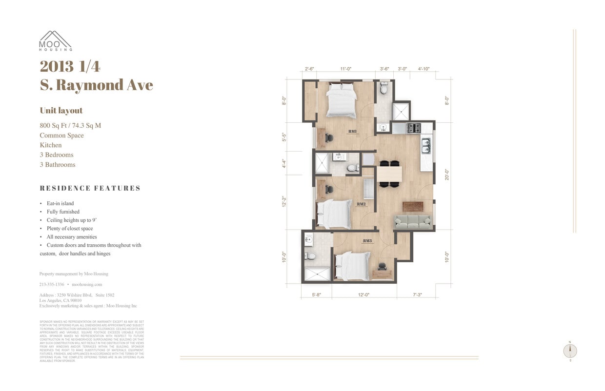 Floor Plan - 2013 Raymond Ave (3B3B)