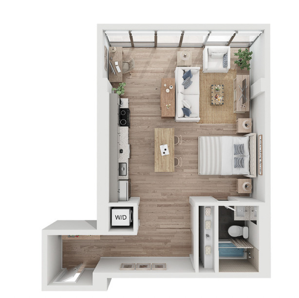 Floor Plan - Studio - 676 sqft
