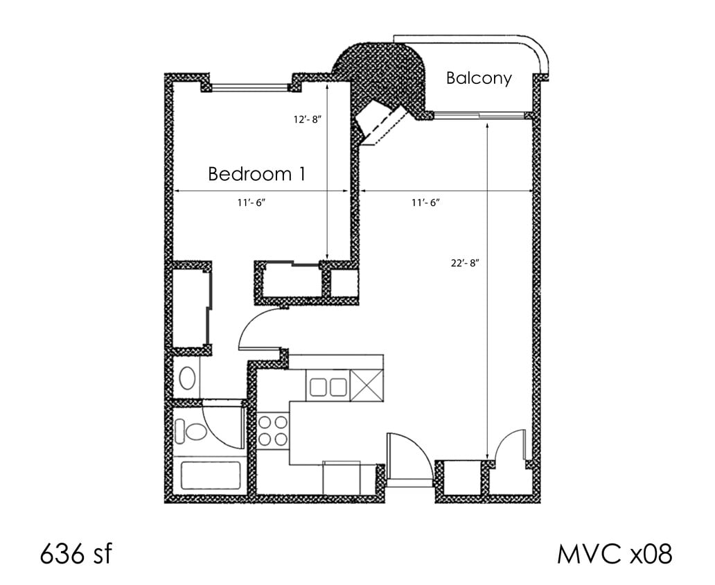 Floor Plan - 1BR 1BA - FLOOR PLAN D - 1400 MIDVALE