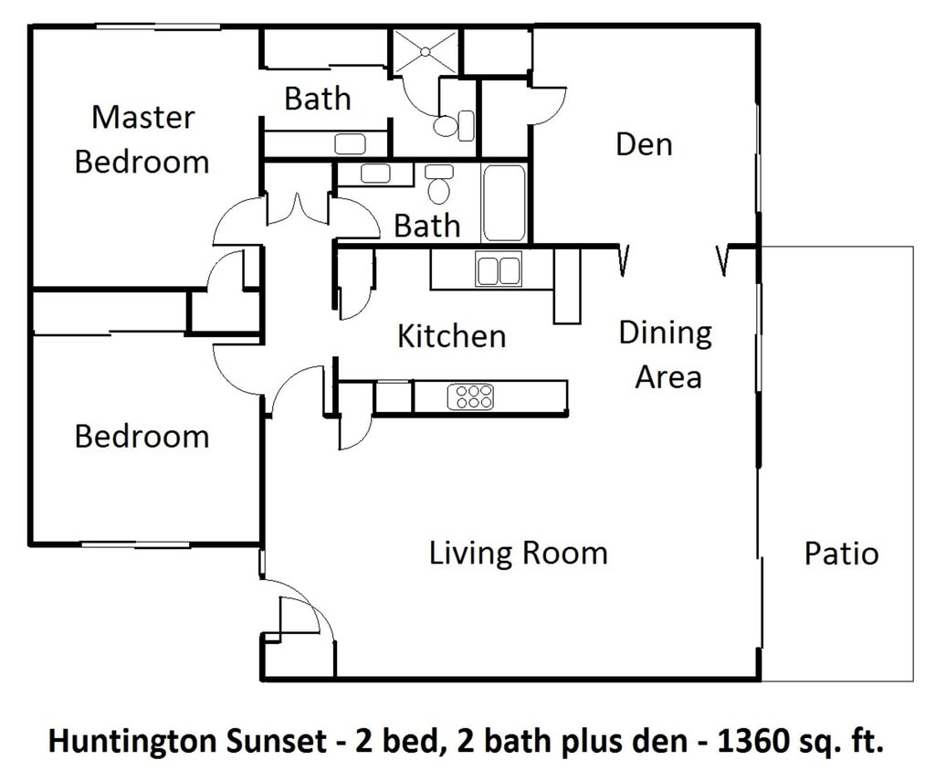Floor Plan - Lovely 1,360 3 Bdrm 2 Bath with NEW MODERN WOOD...