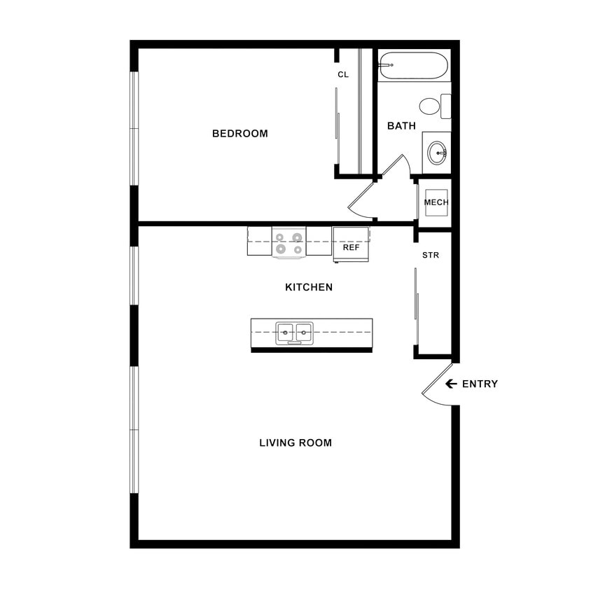 Floor Plan - 1 Bedroom