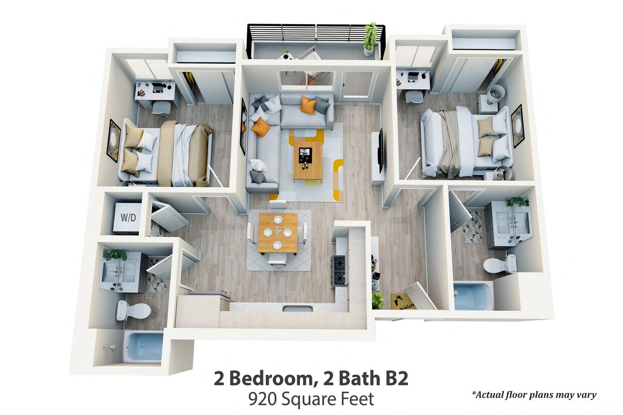 Floor Plan - 2 Bed, 2 Bath B2