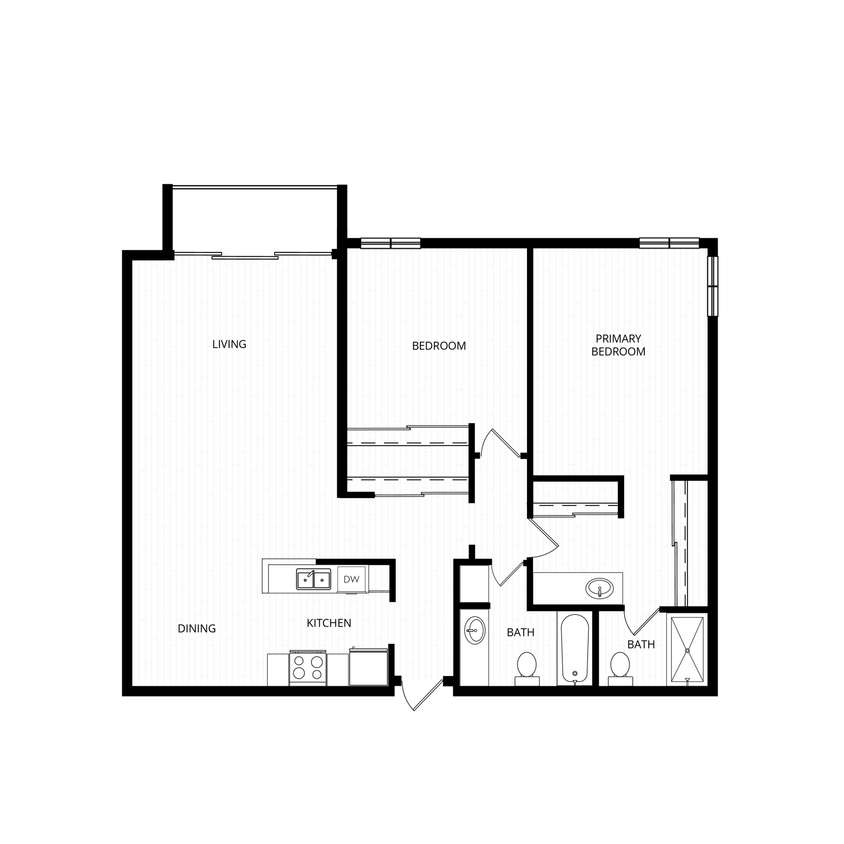 Floor Plan - 2 Bed, 2 Bath