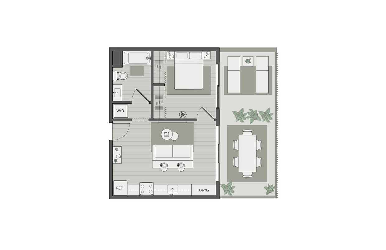 Floor Plan - One Bedroom, One Bath
