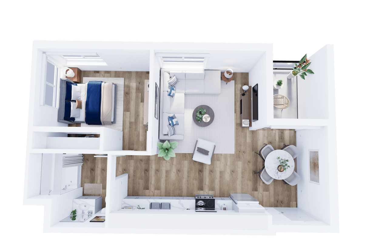Floor Plan - Plan 1A - 1 Bedroom, 1 Bath