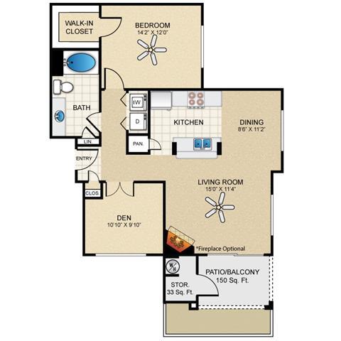 Floor Plan - 1x1 The Reflect Classic