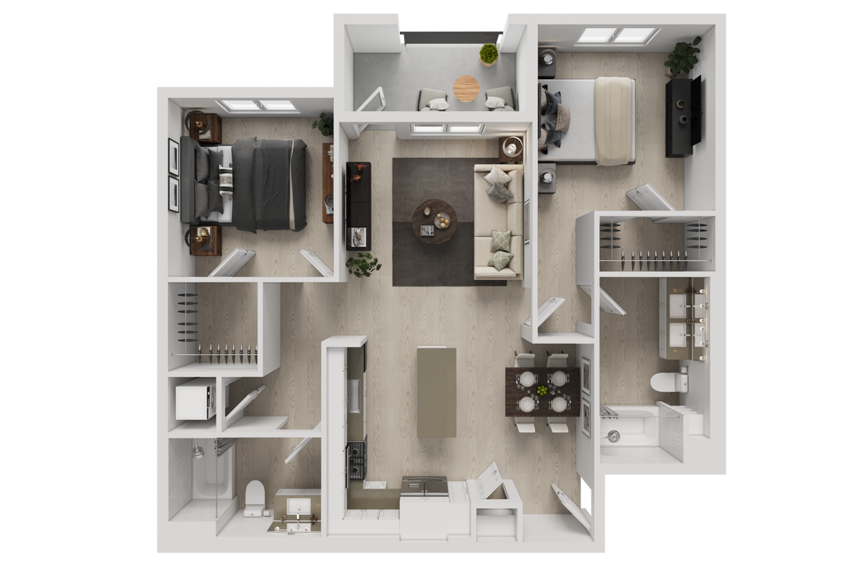 Floor Plan - 2BD, 2BTH B2A