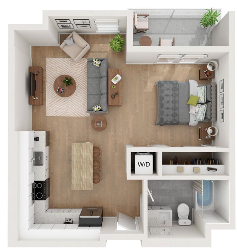 Floor Plan - Studio - 629 sqft