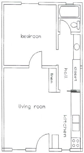 Floor Plan - 1 Bedroom 1 Bathroom