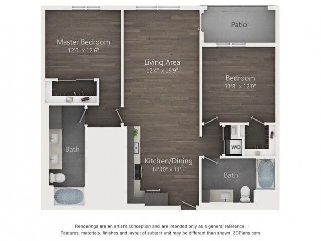 C1-2 | 2 bed 2 bath | 1097 sq ft - C1-2