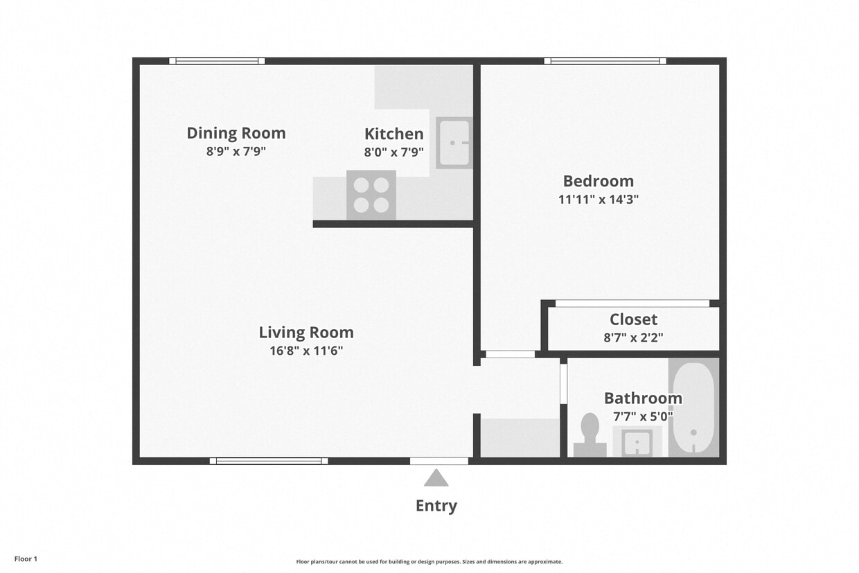 Floor Plan - 1 Bed 1 Bath