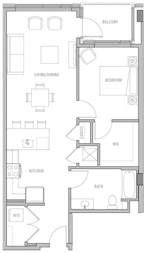 Floor Plan - 1 Bed-1 Bath-E2