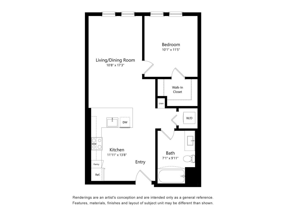Floor Plan - A7A One bed one bath