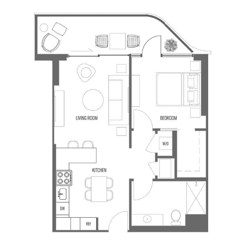 Floor Plan - A3B One Bedroom