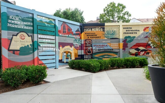 Outdoor Mural Showcasing Local Cucamonga Landmarks and Culture - Villas at the Gardens