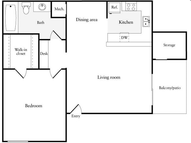 1BR/1BA - Floorplan B (1x1)