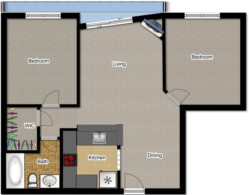 Floor Plan - 2 bed 1 bath