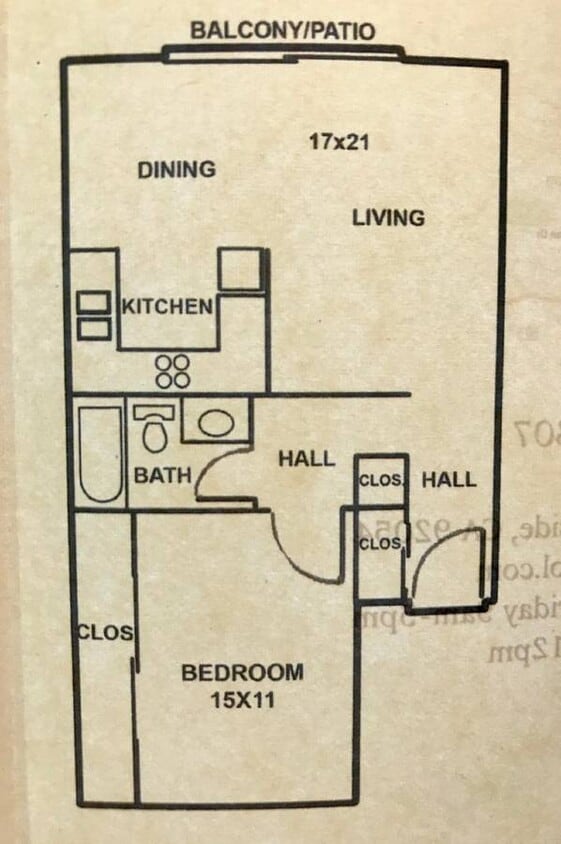 Floor Plan - 1BR/1BA