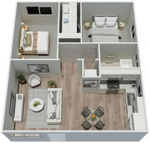 Floor Plan - 2 Bd, 1 Ba Villa