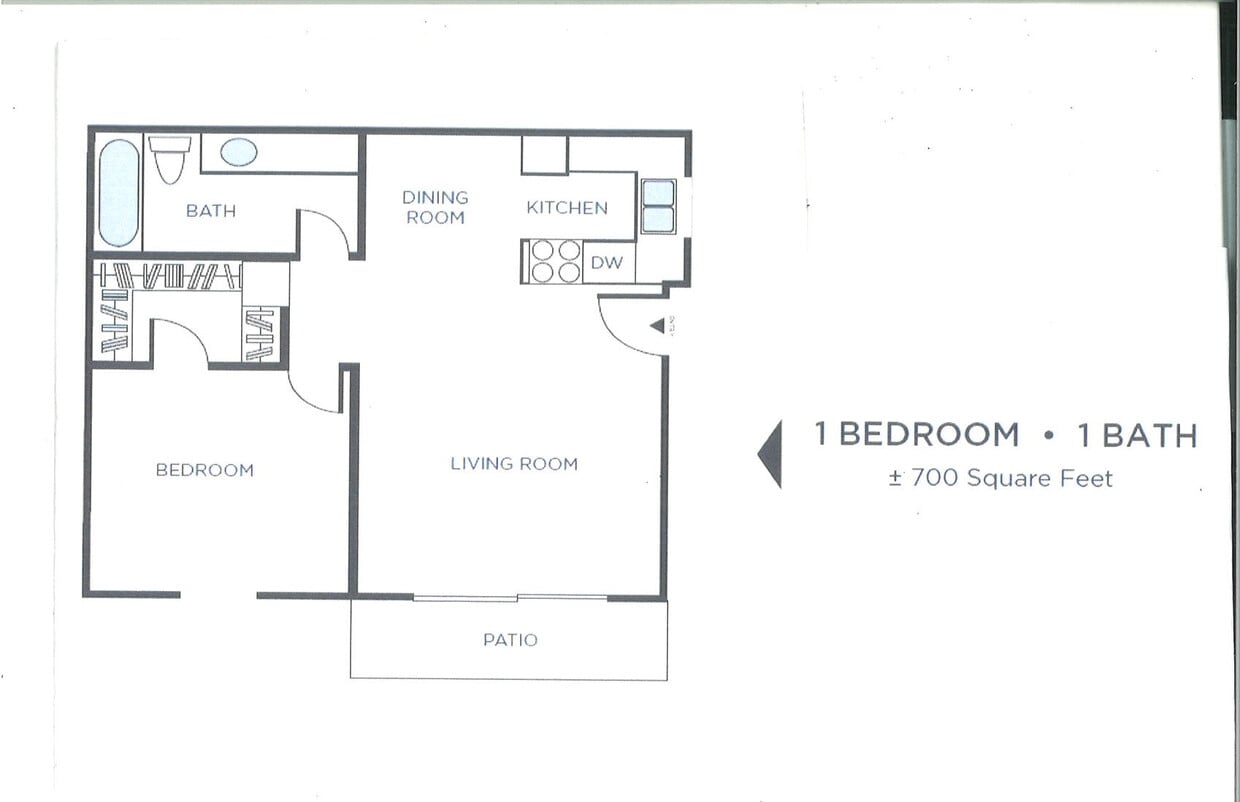 Floor Plan - 1 Bed 1 Bath U