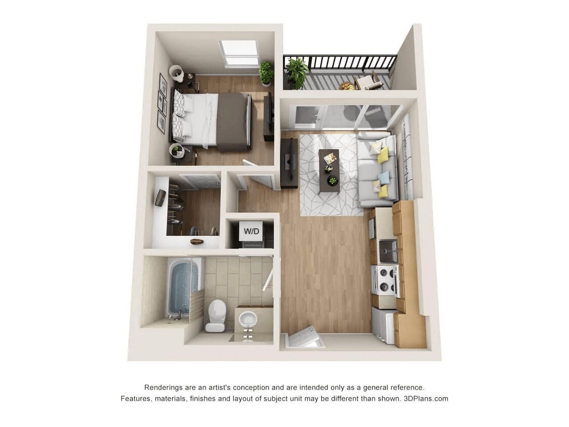 Floor Plan - 1 Bedroom 1 Bathroom  A1