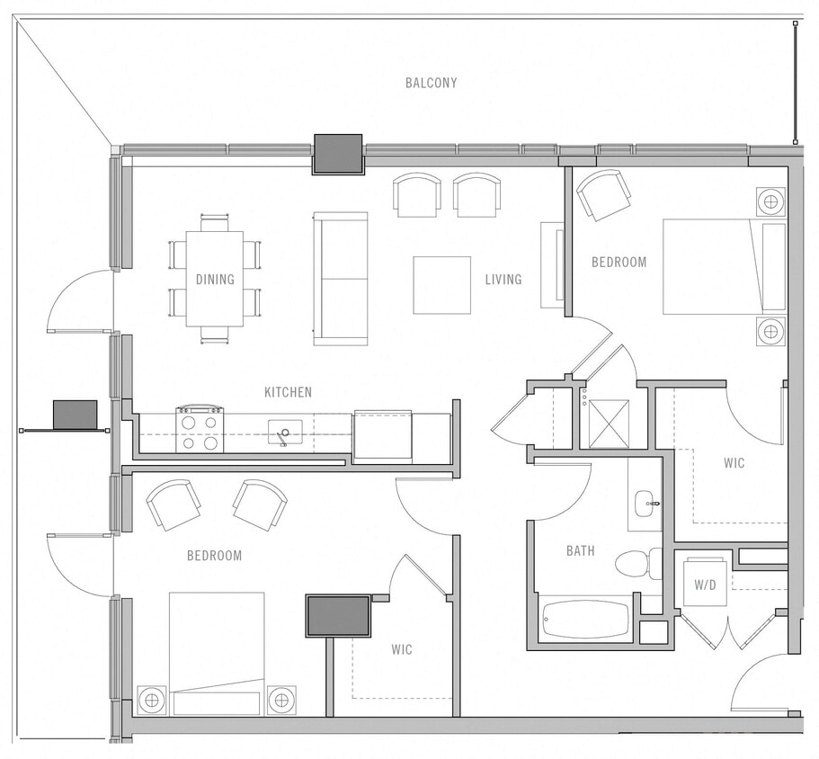 Floor Plan - 2 Bed-1 Bath-E