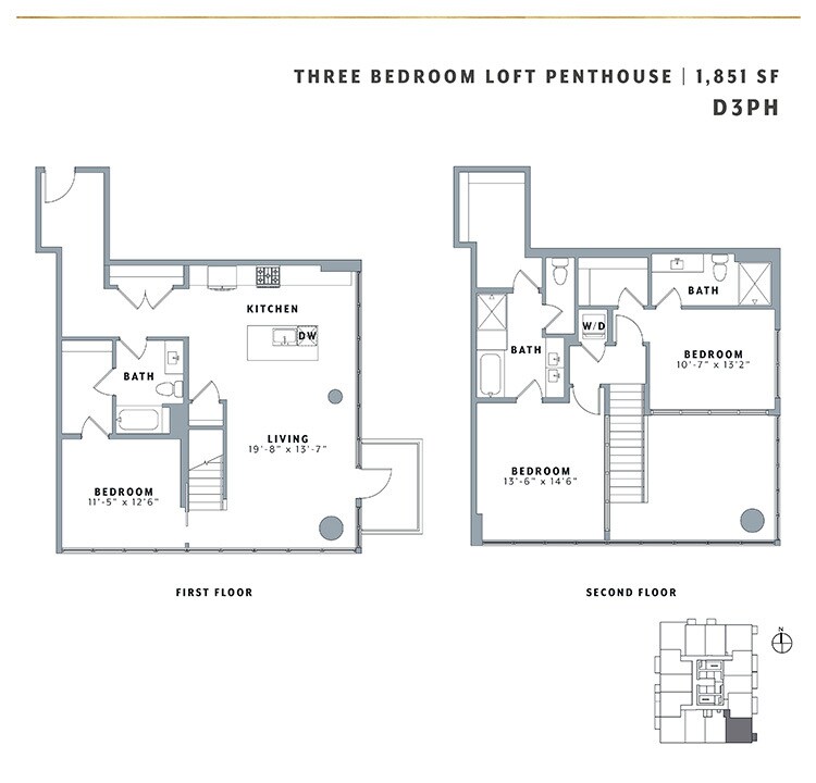 Floor Plan - Three Bedroom Loft Skyhome D3PH 
