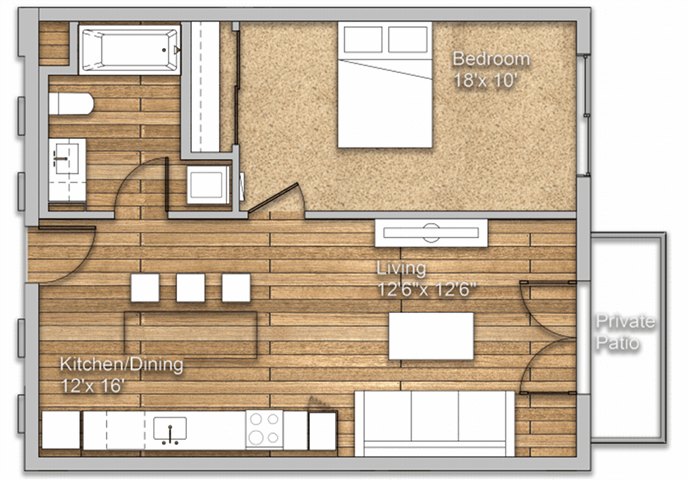 Floor Plan - 1x1E