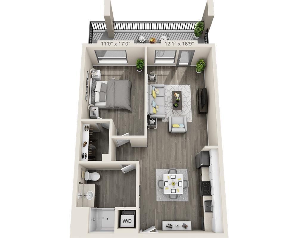 Floor Plan - One Bed (A1E-S23)