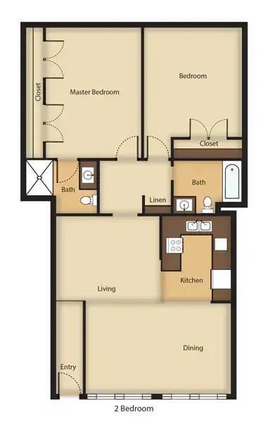 Floor Plan - 2 Bedroom, 2 Bathroom