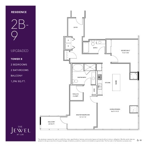 Floor Plan - 2B-9 Upgraded