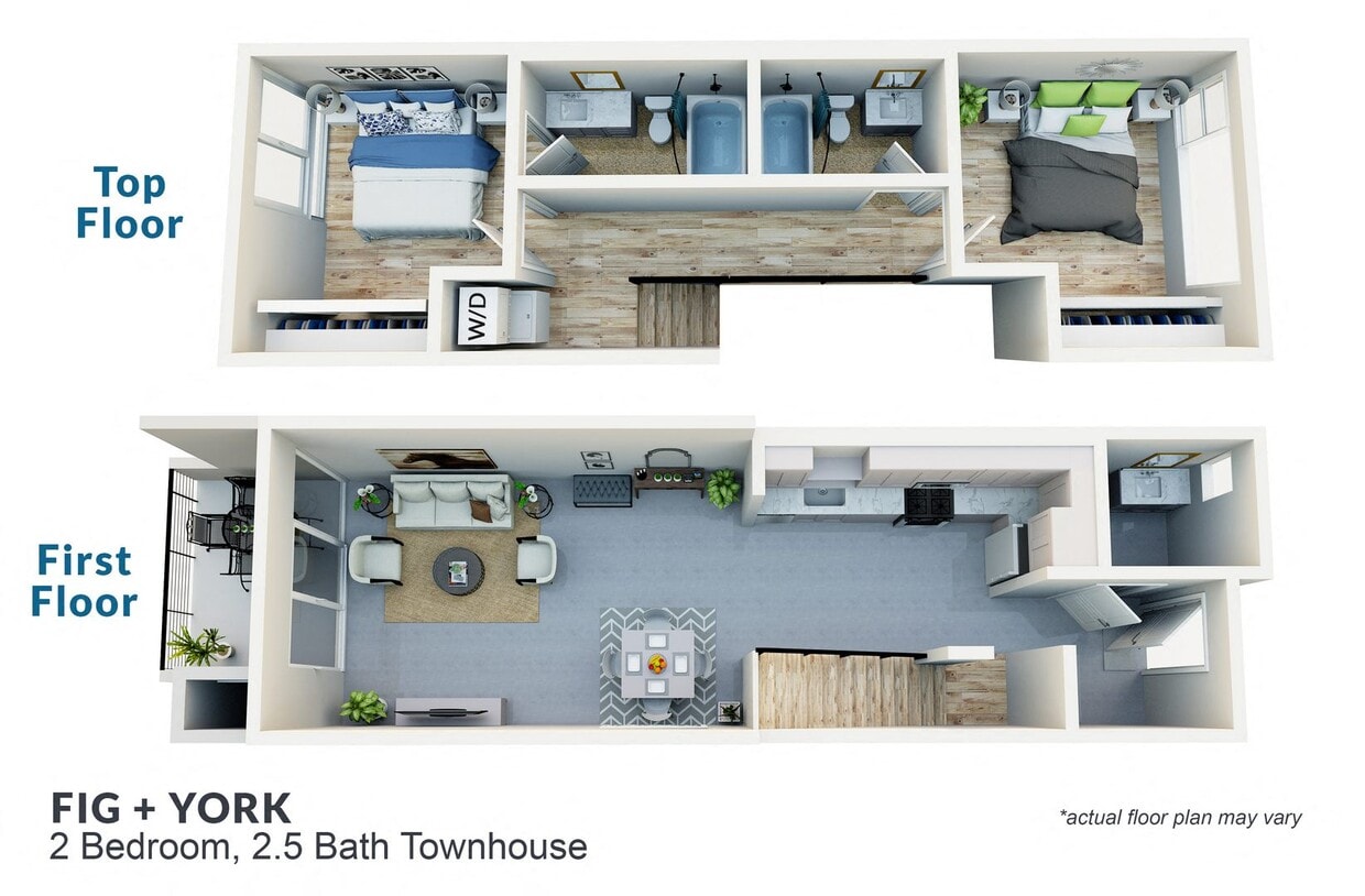 Floor Plan - 2 Bedroom, 2.5 Bath